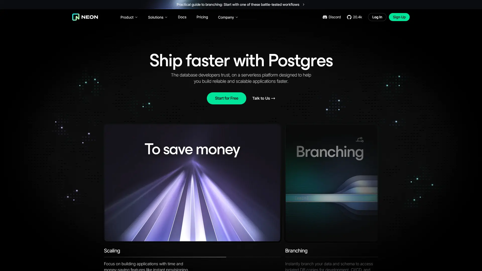 Screenshot of Neon Pricing Page