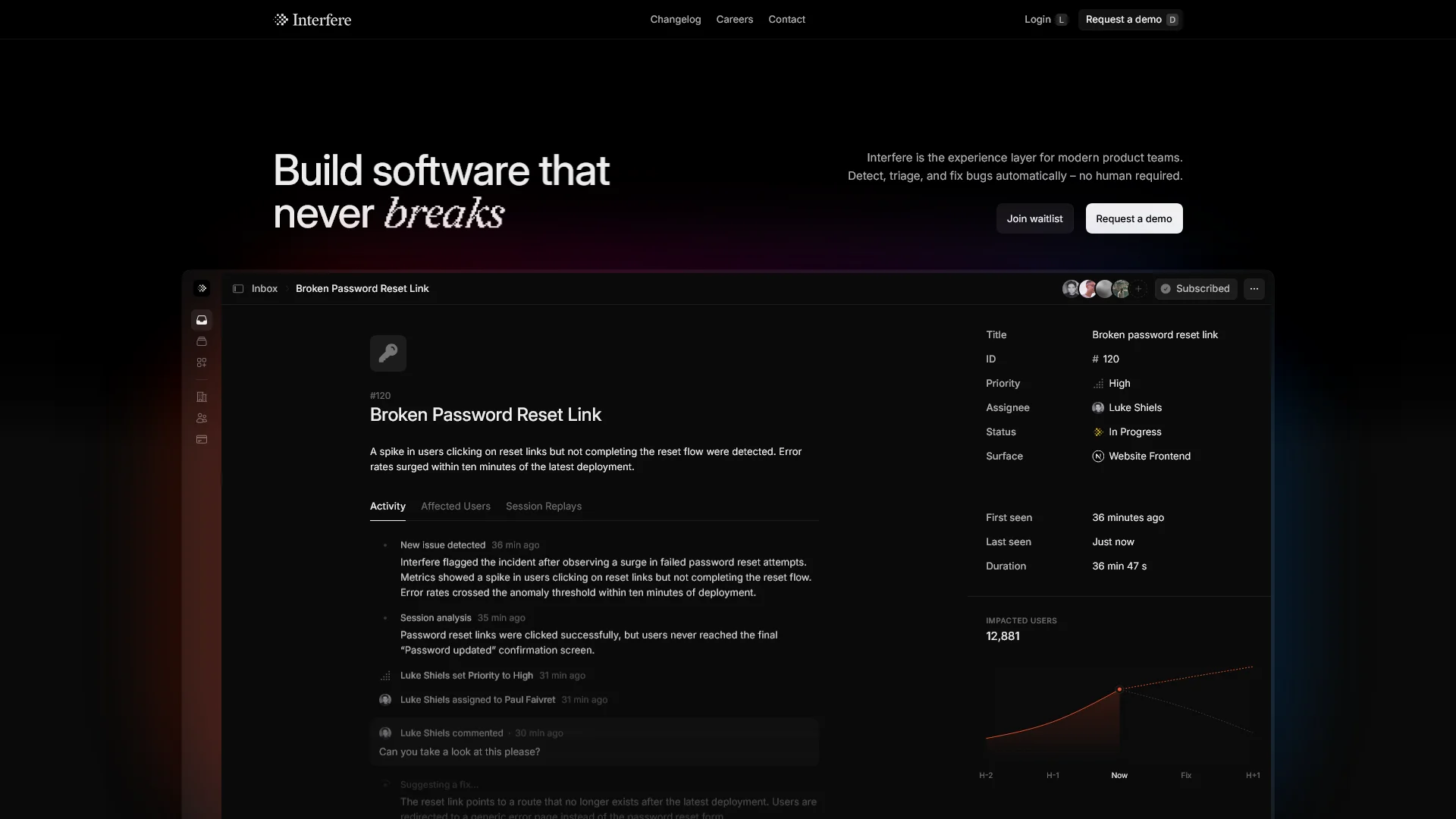 Screenshot of Interfere Pricing Page